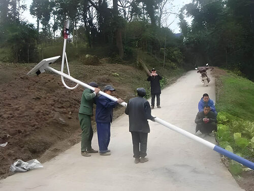 8 米大功率太阳能路灯项目案例 市政主干道亮化工程展示整体外观 | 太阳能供电 | 太阳能路灯整体结构展示