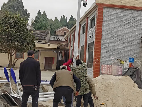 6 米多功能景观灯施工案例：市政道路照明 + 广播功能集成项目案例实拍图