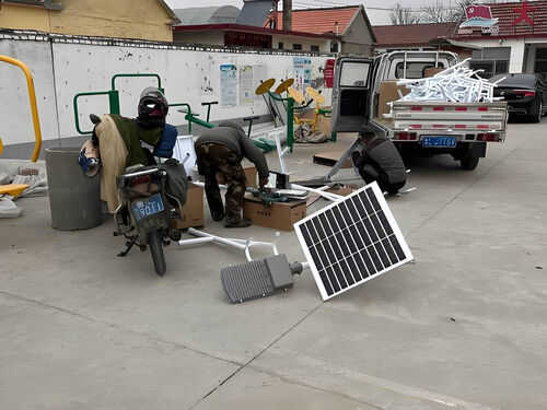 5 米太阳能路灯应用案例 乡政府招标整村亮化工程展示整体外观 | 太阳能供电 | 太阳能路灯整体结构展示