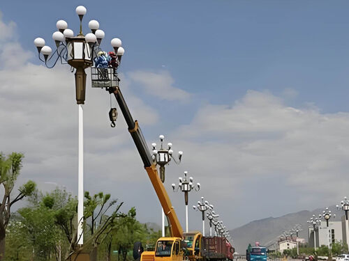 高杆路灯中华灯案例:国省道服务区夜间亮化工程落地效果整体外观 | 通用型结构 | 中华灯整体结构展示